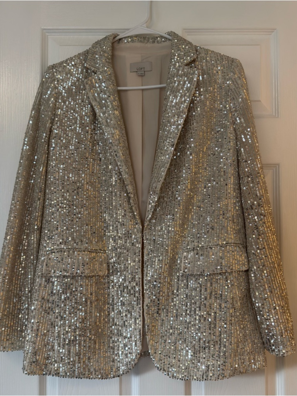 LOFT Ivory Sequin Blazer Jacket - Picture 3 of 10
